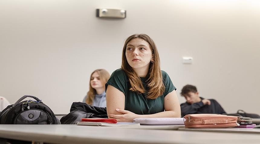 A girl in a classroom